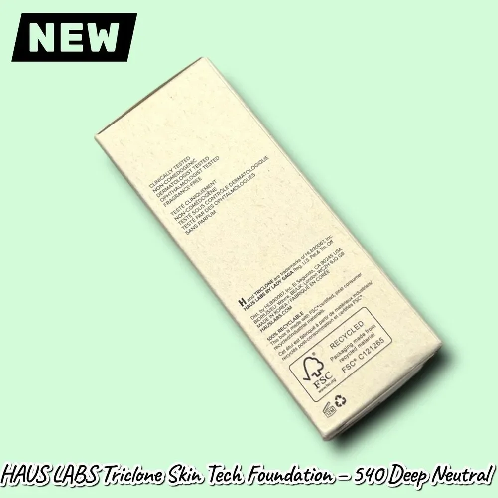 New HAUS LABS Triclone Skin Tech Medium Coverage Foundation – 540 Deep Neutral –